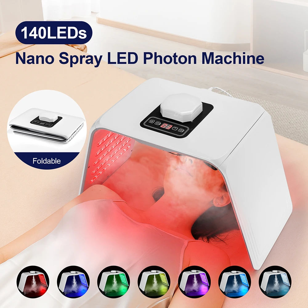 LED Photon Beauty Mask with 7 Color Options and Nano Spray for Face and Body Spa Skin Care