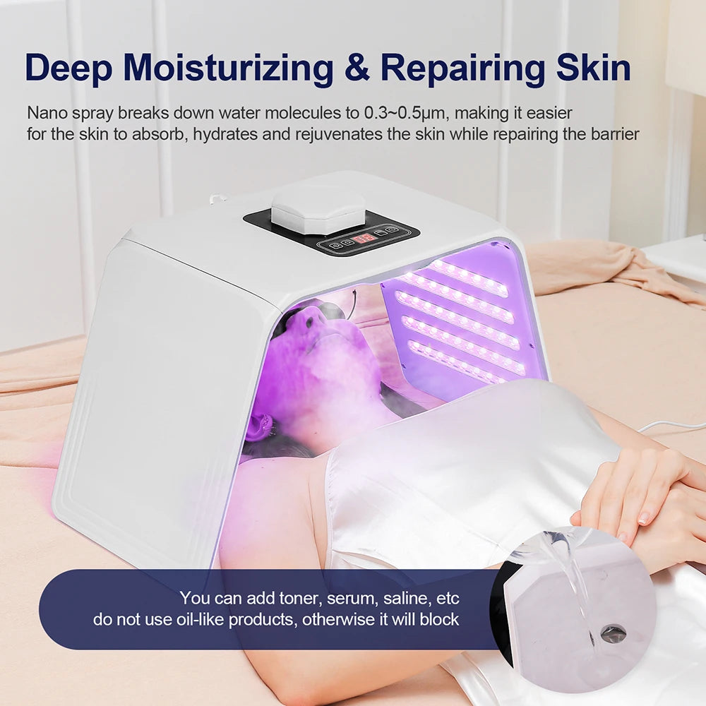 LED Photon Beauty Mask with 7 Color Options and Nano Spray for Face and Body Spa Skin Care